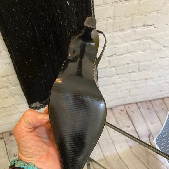 Imported Stitched Genuine Leather Adjustable Sling Back Pump - Picture 2 of 5